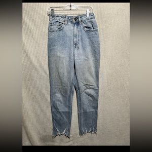 Tsubi Womens High Rise Distressed Light Wash Straight Leg Denim Jeans Blue Sz 24